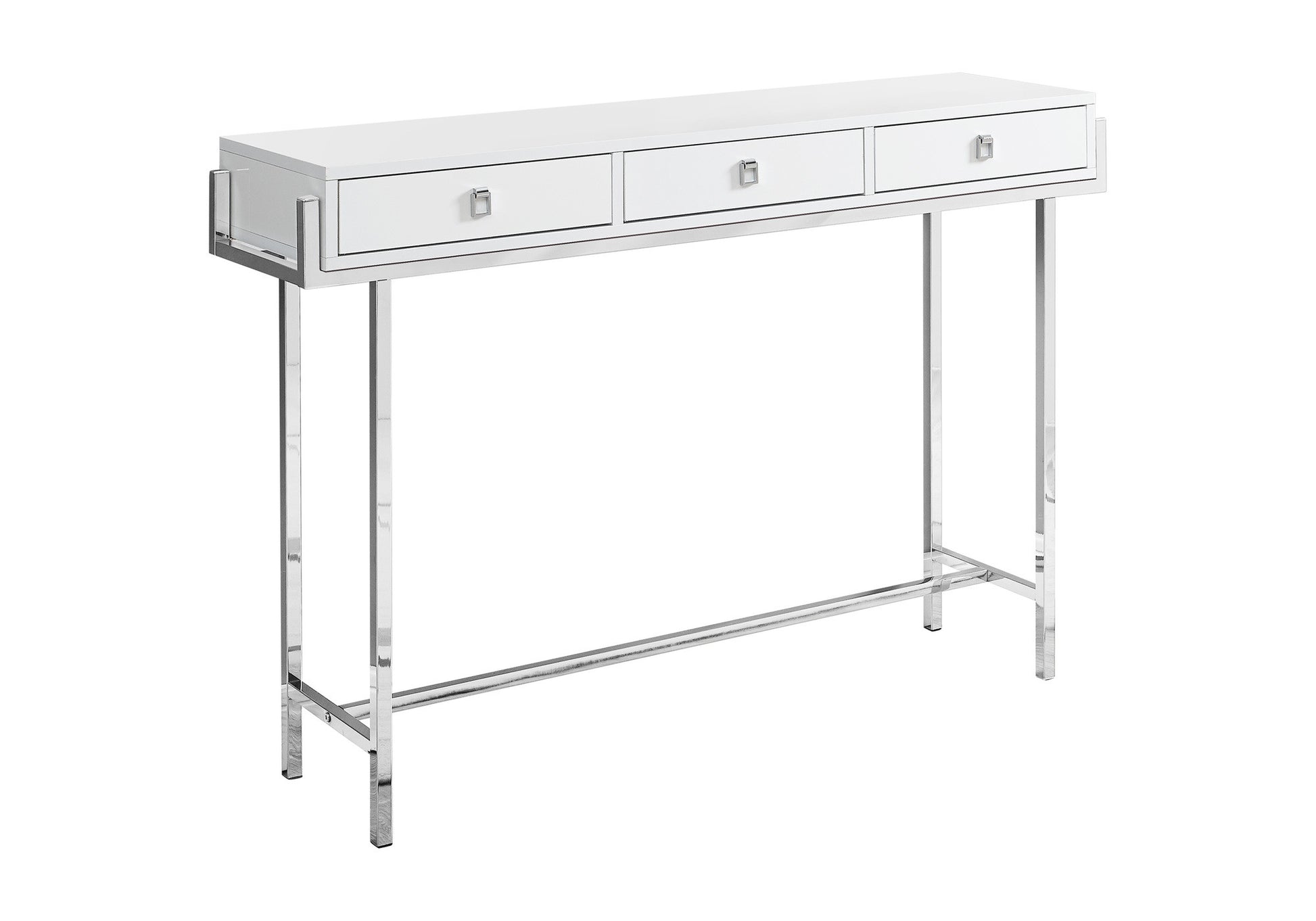 48" White and Silver Console Table And Drawers-2