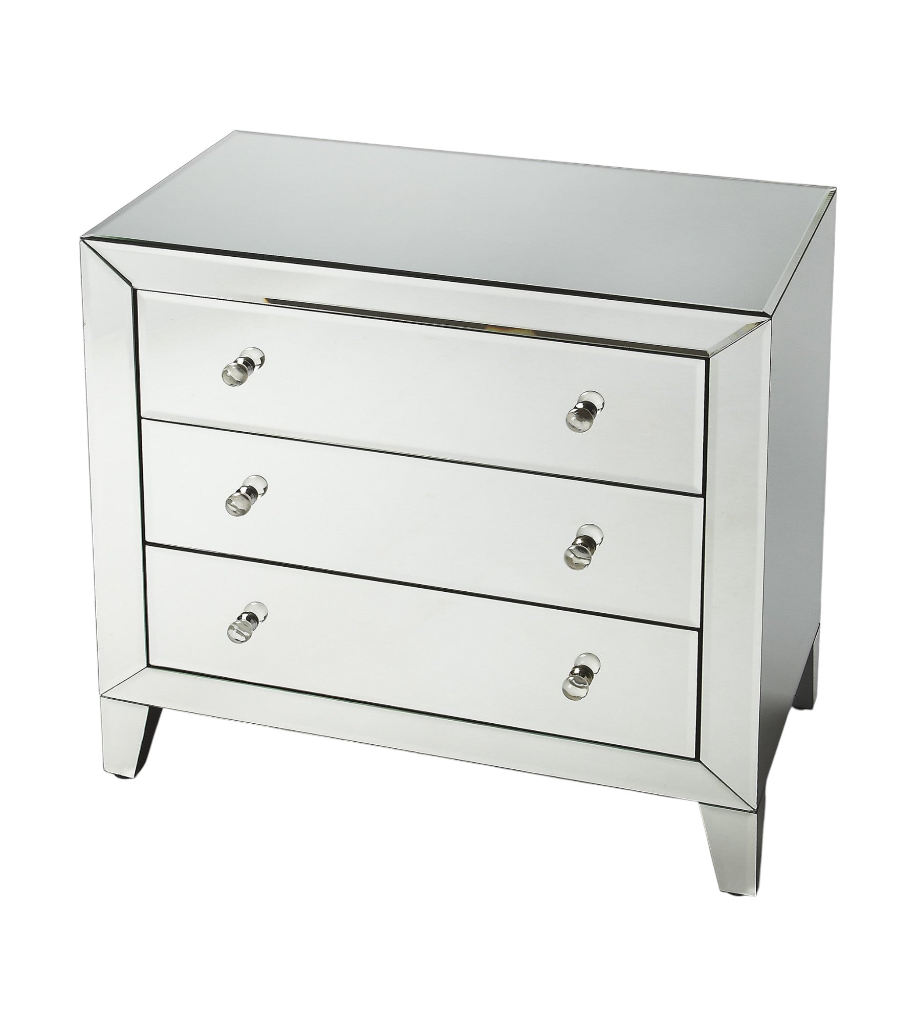 30" Clear Glass Three Drawer Chest-1