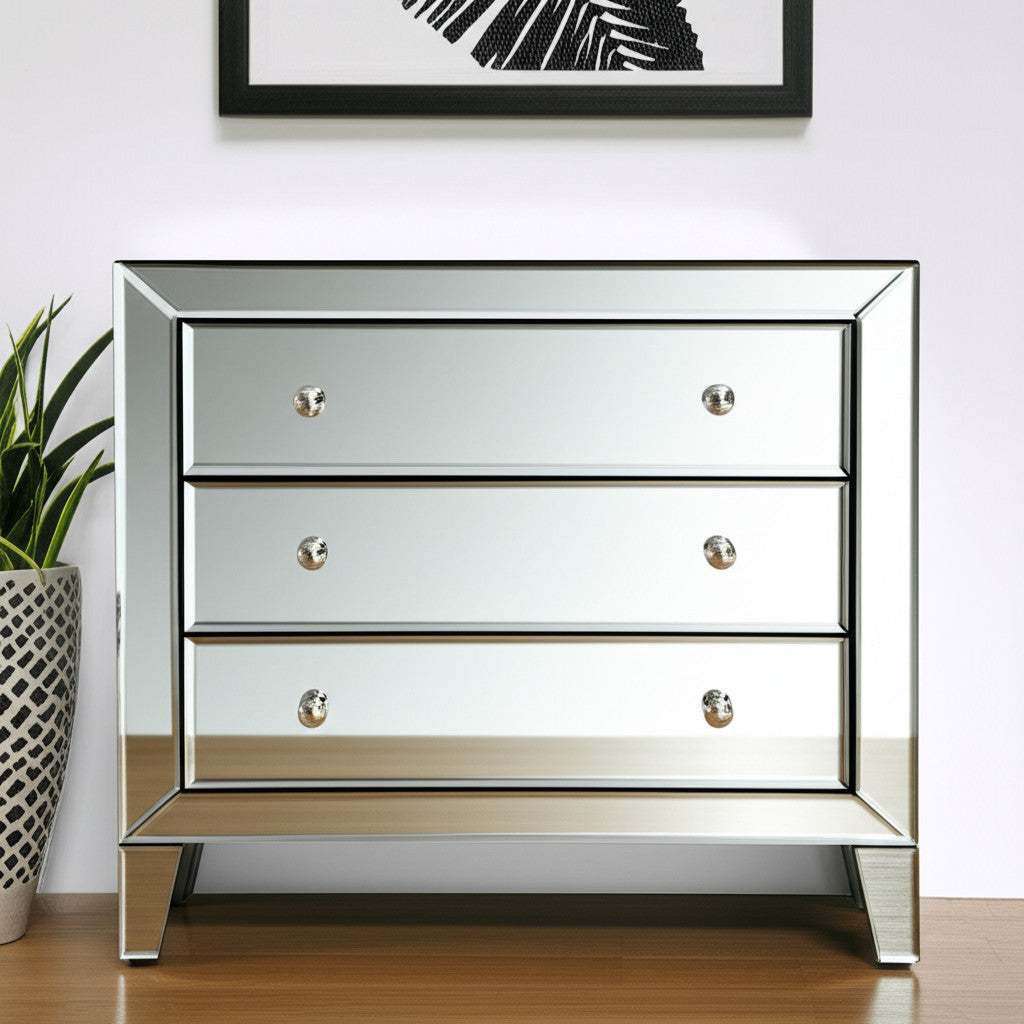 30" Clear Glass Three Drawer Chest-0