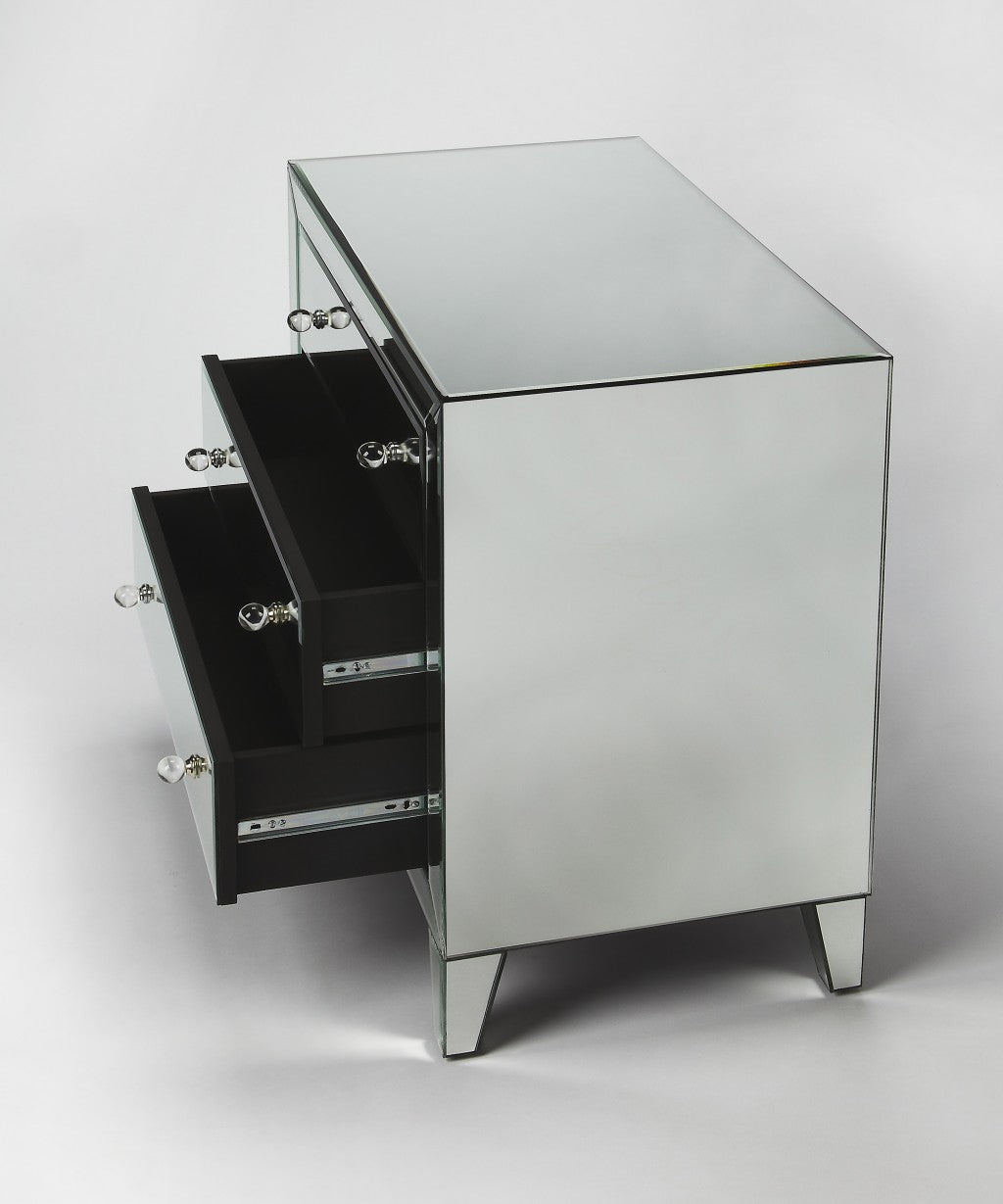 30" Clear Glass Three Drawer Chest-7