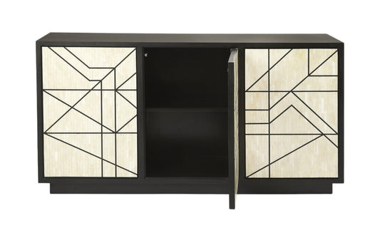 59" Natural and Black Sideboard with Three Doors-0