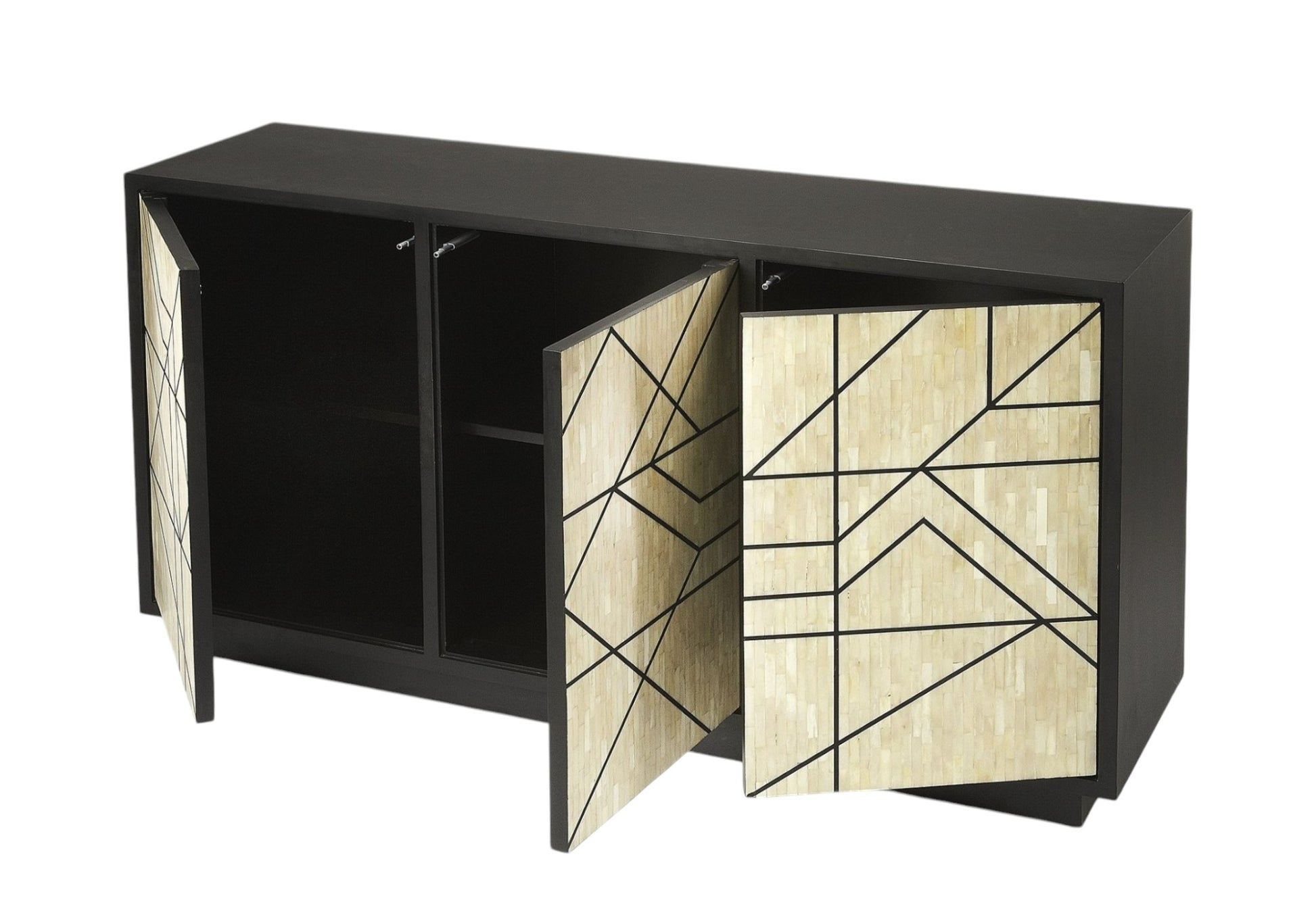 59" Natural and Black Sideboard with Three Doors-3