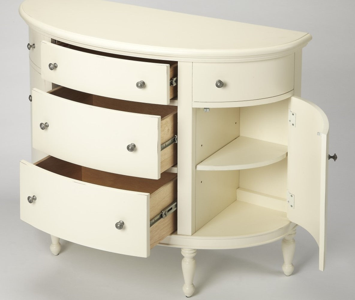 41" White Solid Wood Five Drawer Sideboard with Two Doors-7