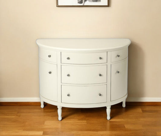 41" White Solid Wood Five Drawer Sideboard with Two Doors-0