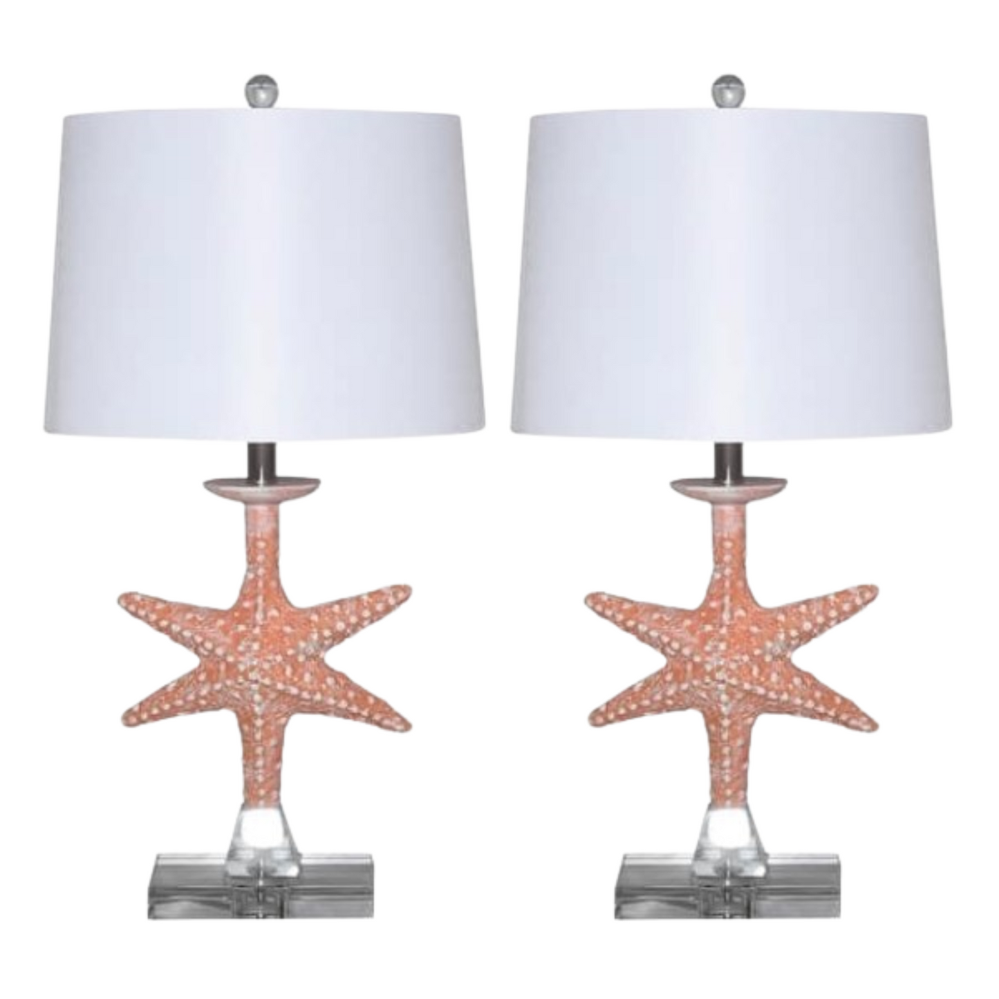 Set of Two 28" Clear Table Lamp With White Drum Shade-2