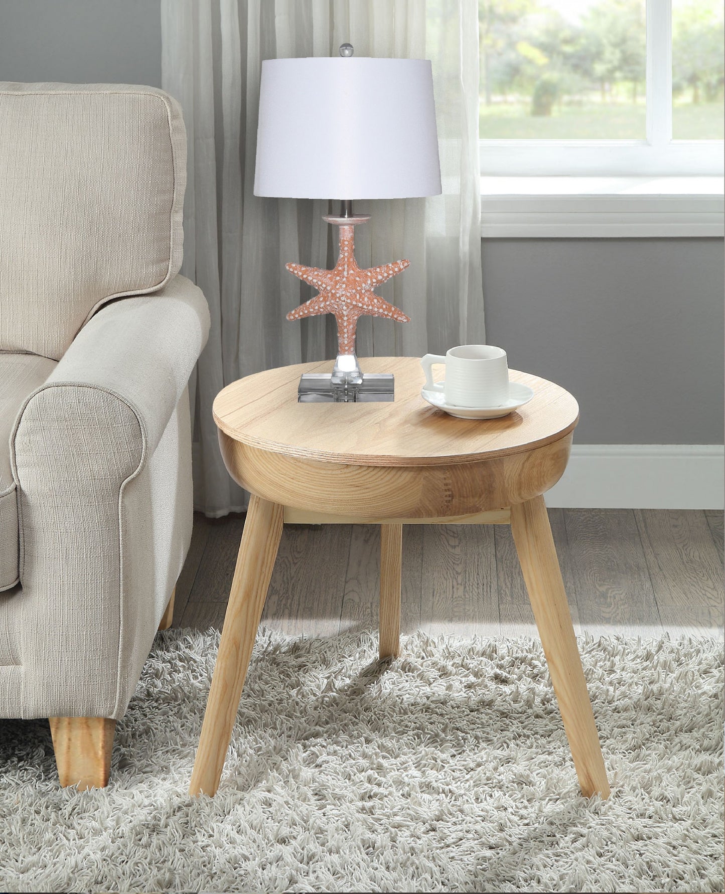 Set of Two 28" Clear Table Lamp With White Drum Shade-5