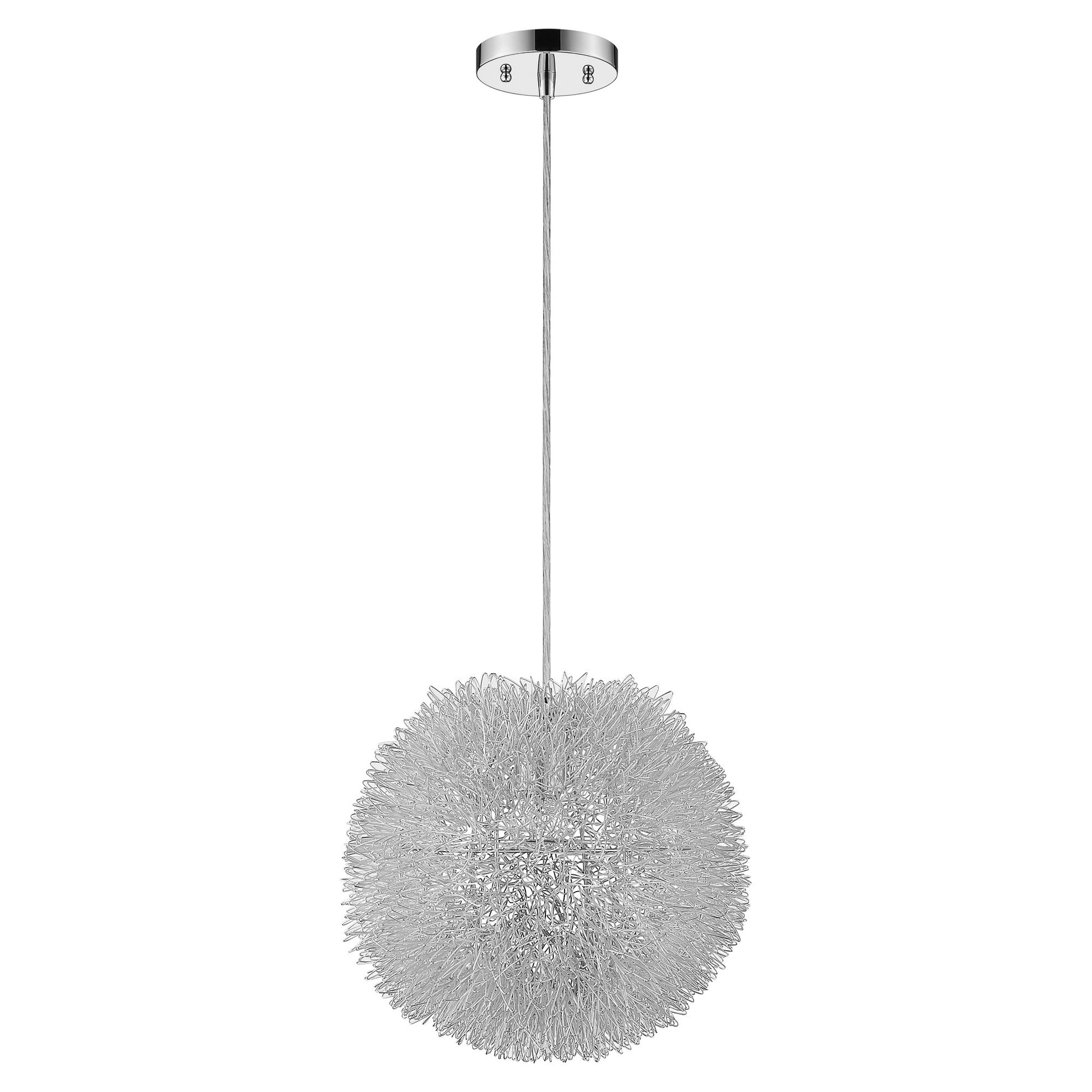 Luminary 1-Light Metallic Silver Pendant With Hand Woven Aluminum Wire Shade (15")-2