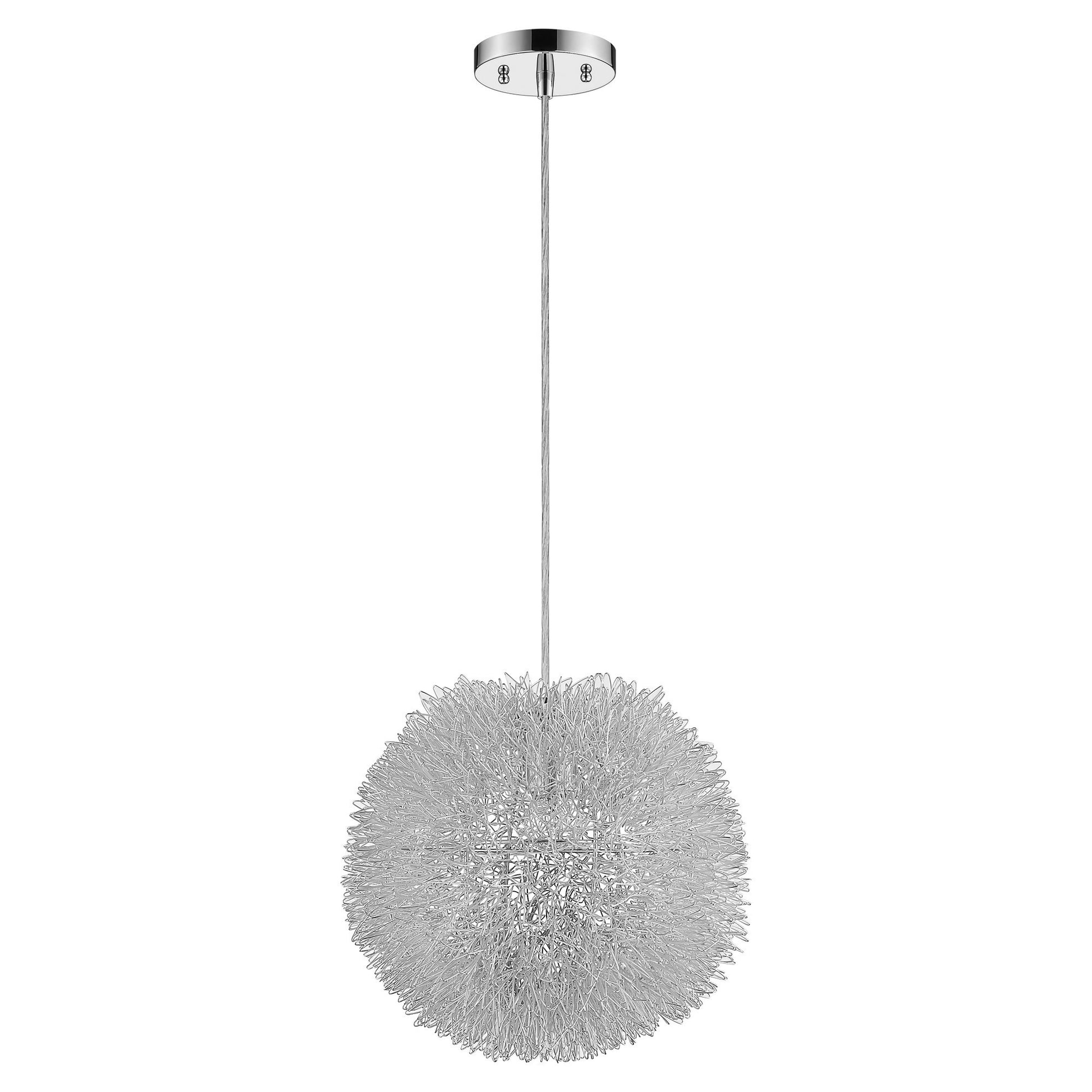 Luminary 1-Light Metallic Silver Pendant With Hand Woven Aluminum Wire Shade (15")-3