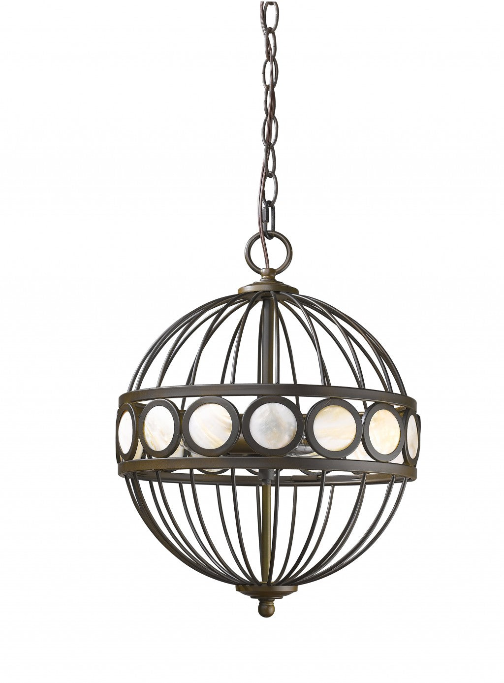 Aria 3-Light Oil-Rubbed Bronze Globe Pendant With Mother Of Pearl Accents-0
