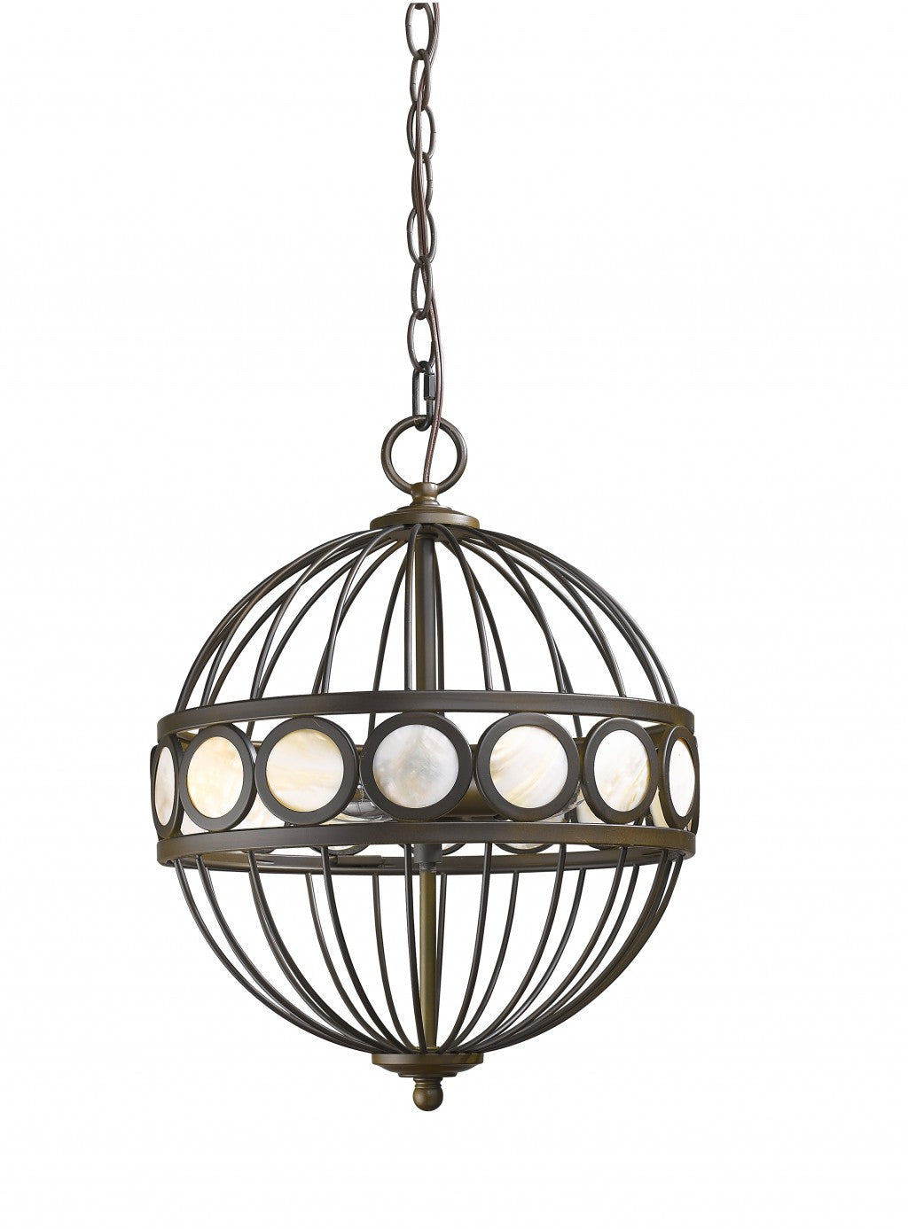 Aria 3-Light Oil-Rubbed Bronze Globe Pendant With Mother Of Pearl Accents-2