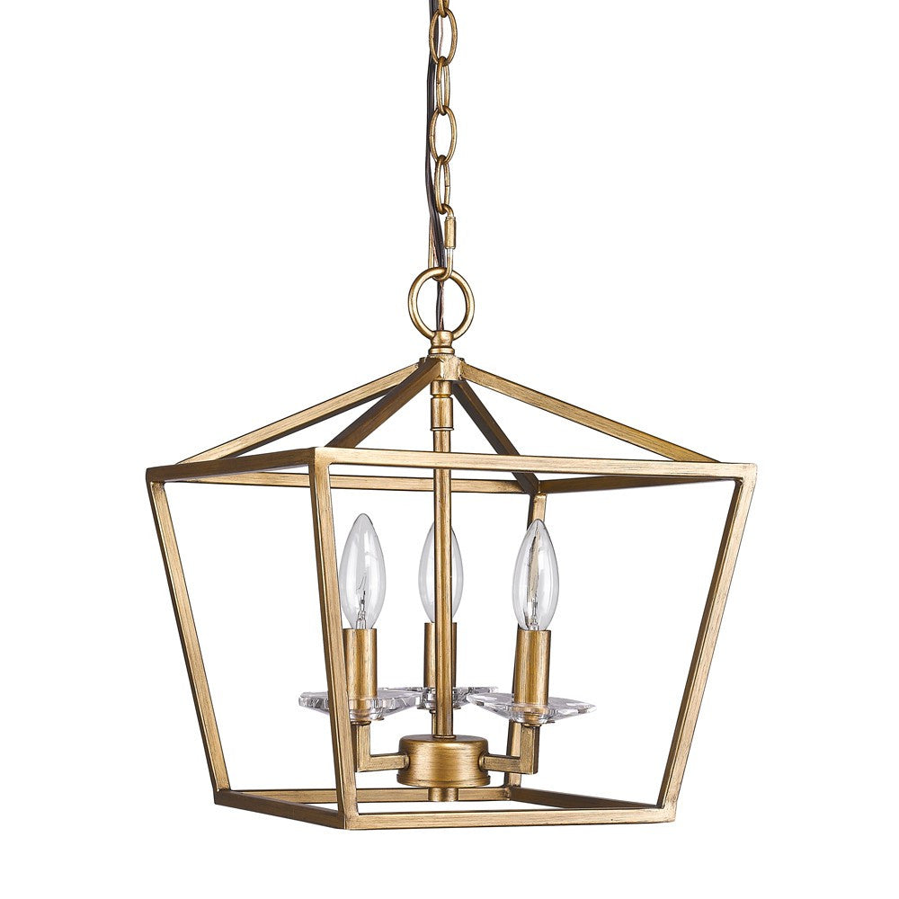 Kennedy 3-Light Antique Gold Pendant With Crystal Bobeches-2