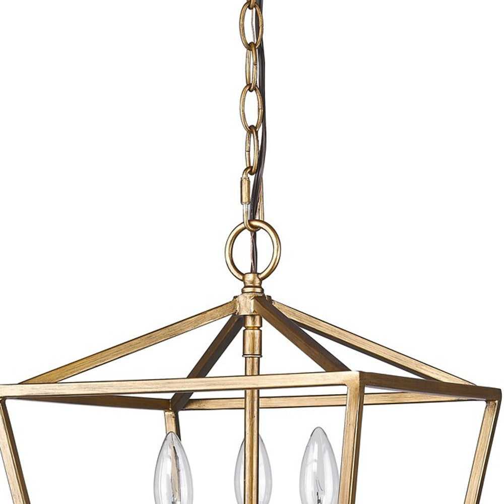 Kennedy 3-Light Antique Gold Pendant With Crystal Bobeches-3