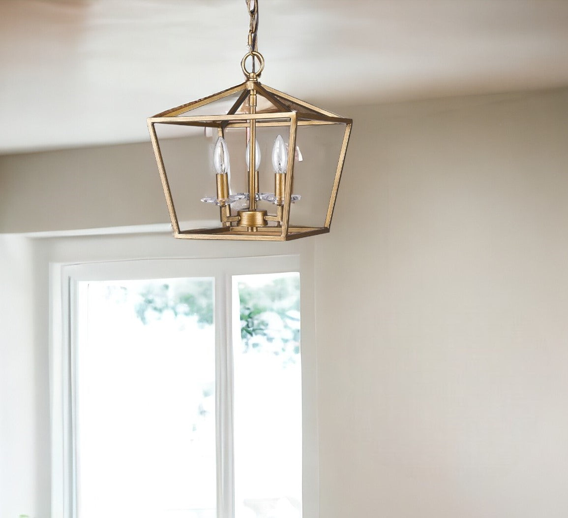 Kennedy 3-Light Antique Gold Pendant With Crystal Bobeches-1