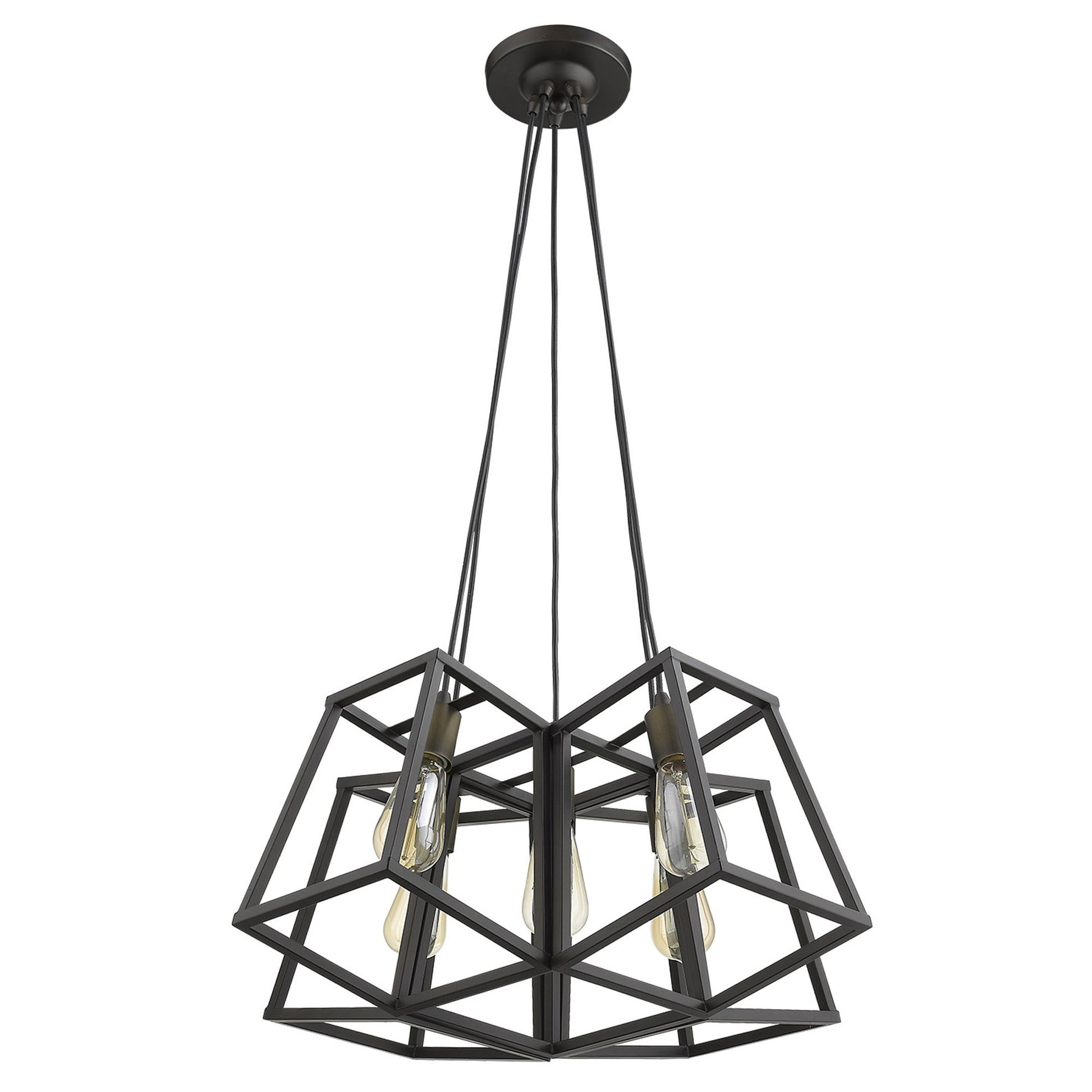 Bronze Lantern Five Light Metal Dimmable Chandelier-1