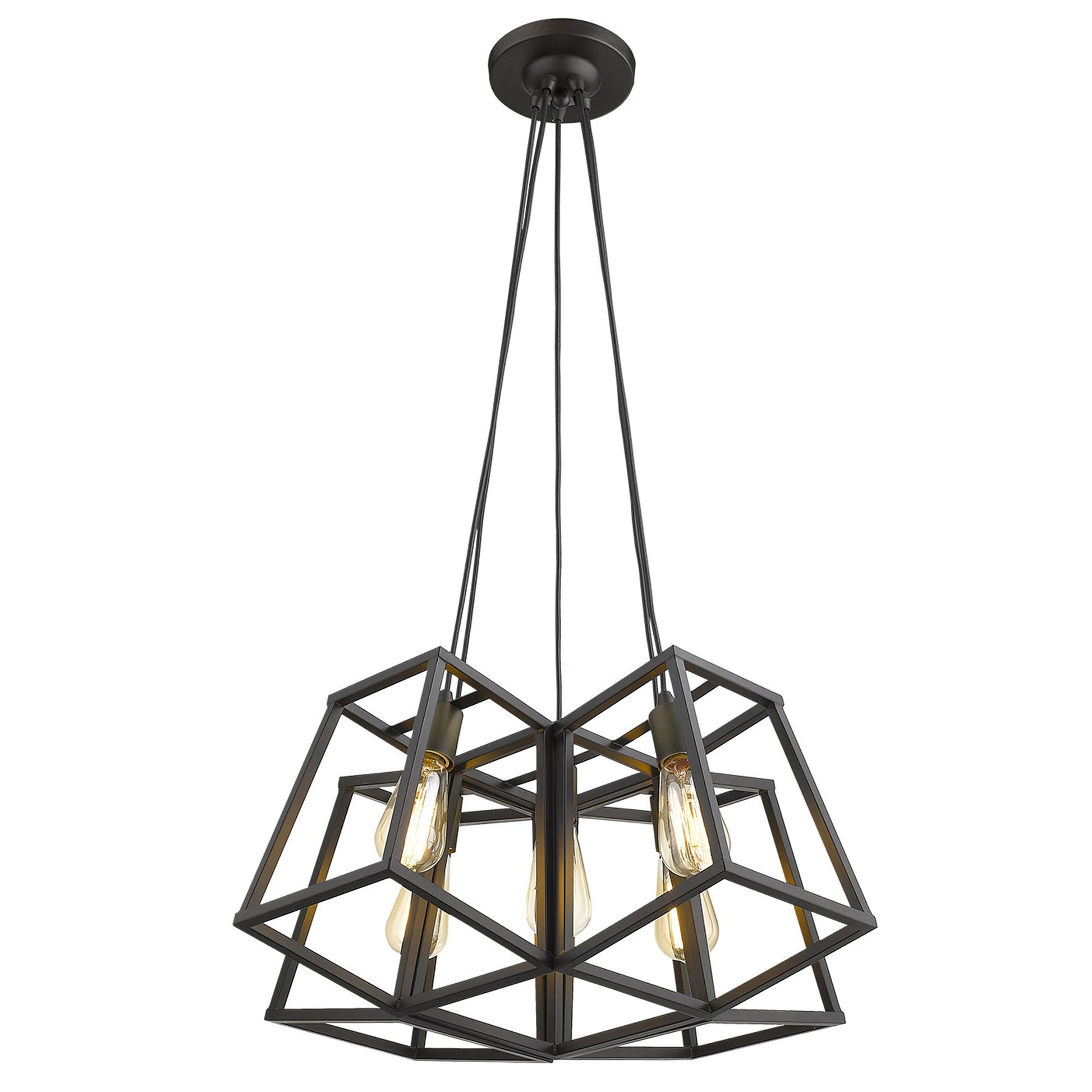 Bronze Lantern Five Light Metal Dimmable Chandelier-2
