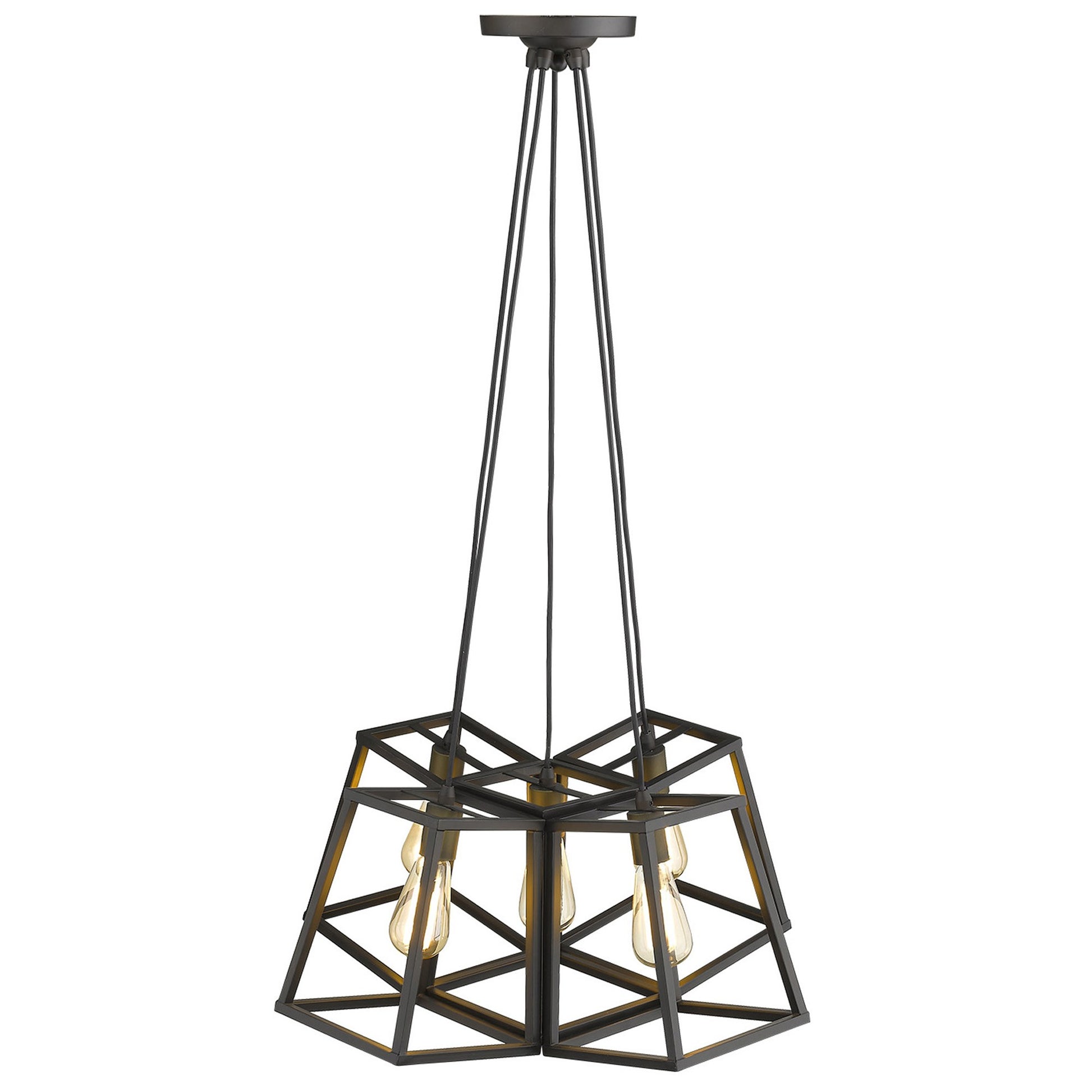 Bronze Lantern Five Light Metal Dimmable Chandelier-3