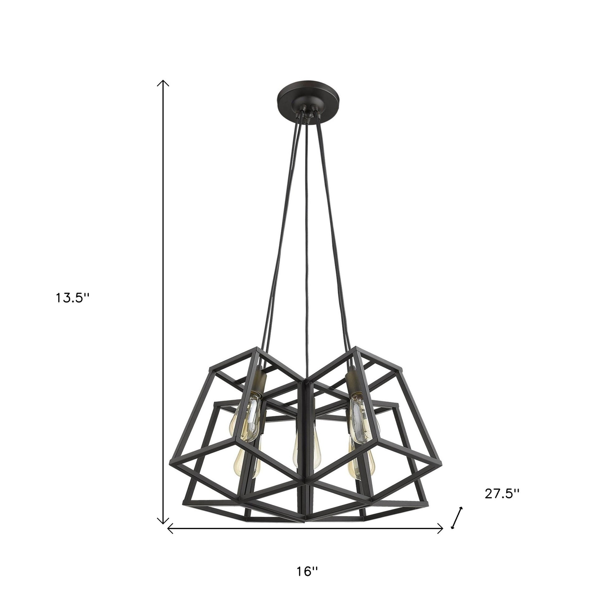 Bronze Lantern Five Light Metal Dimmable Chandelier-5