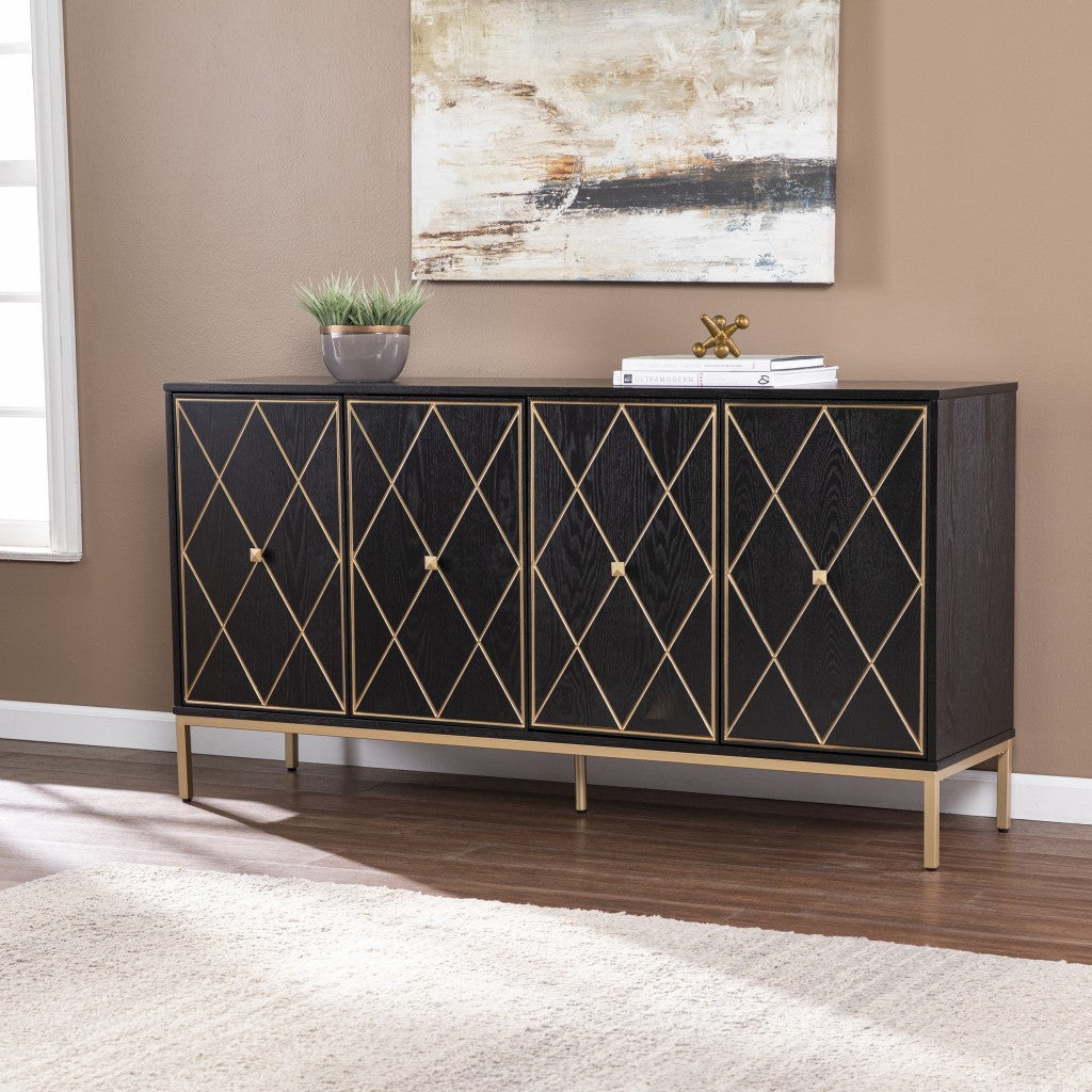 Black and Gold Harlequin Sideboard Storage Cabinet-6