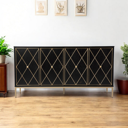 Black and Gold Harlequin Sideboard Storage Cabinet-0