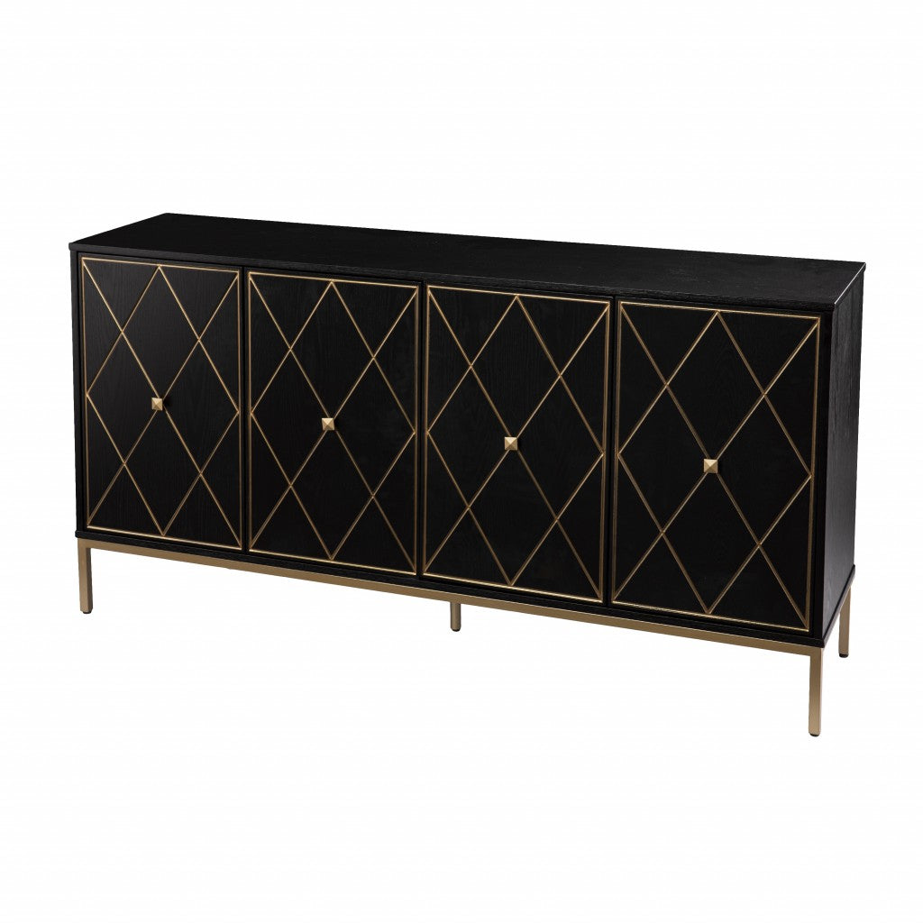 Black and Gold Harlequin Sideboard Storage Cabinet-2