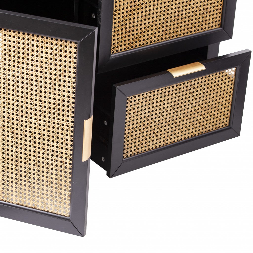 50" Black Solid Wood Two Drawer Sideboard-5