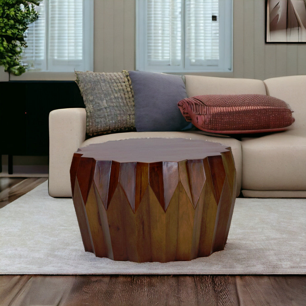 29" Brown Solid Wood Octagon Coffee Table-3