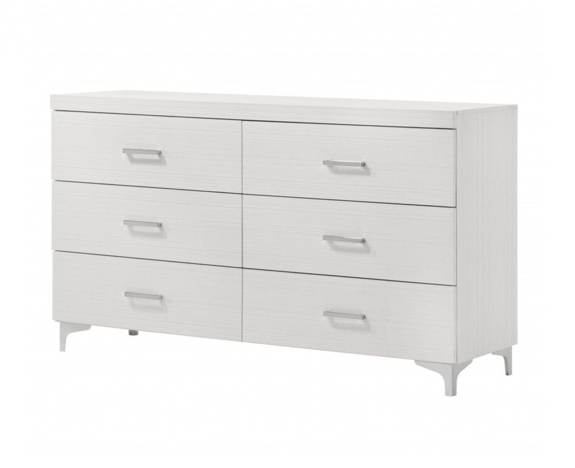 58" White Solid and Manufactured Wood Six Drawer Double Dresser-0