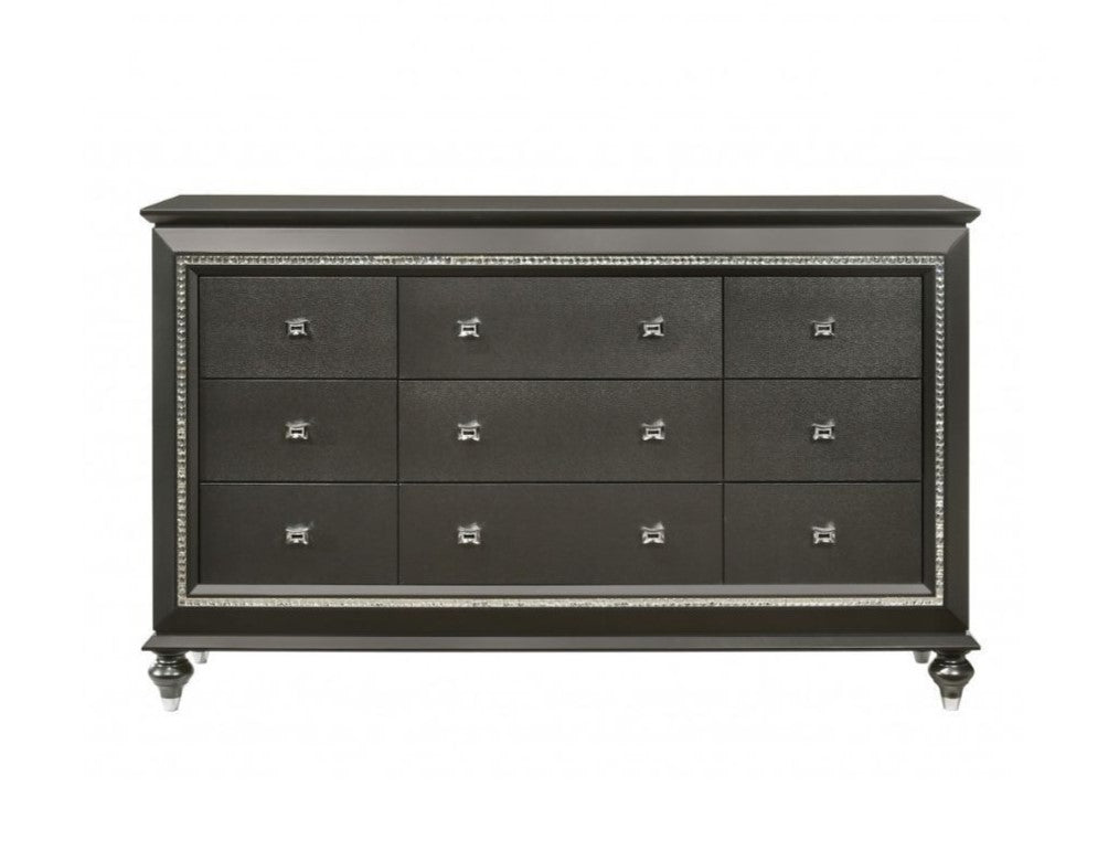 66" Gray Solid and Manufactured Wood Nine Drawer Triple Dresser-0