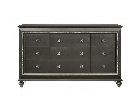 66" Gray Solid and Manufactured Wood Nine Drawer Triple Dresser-0