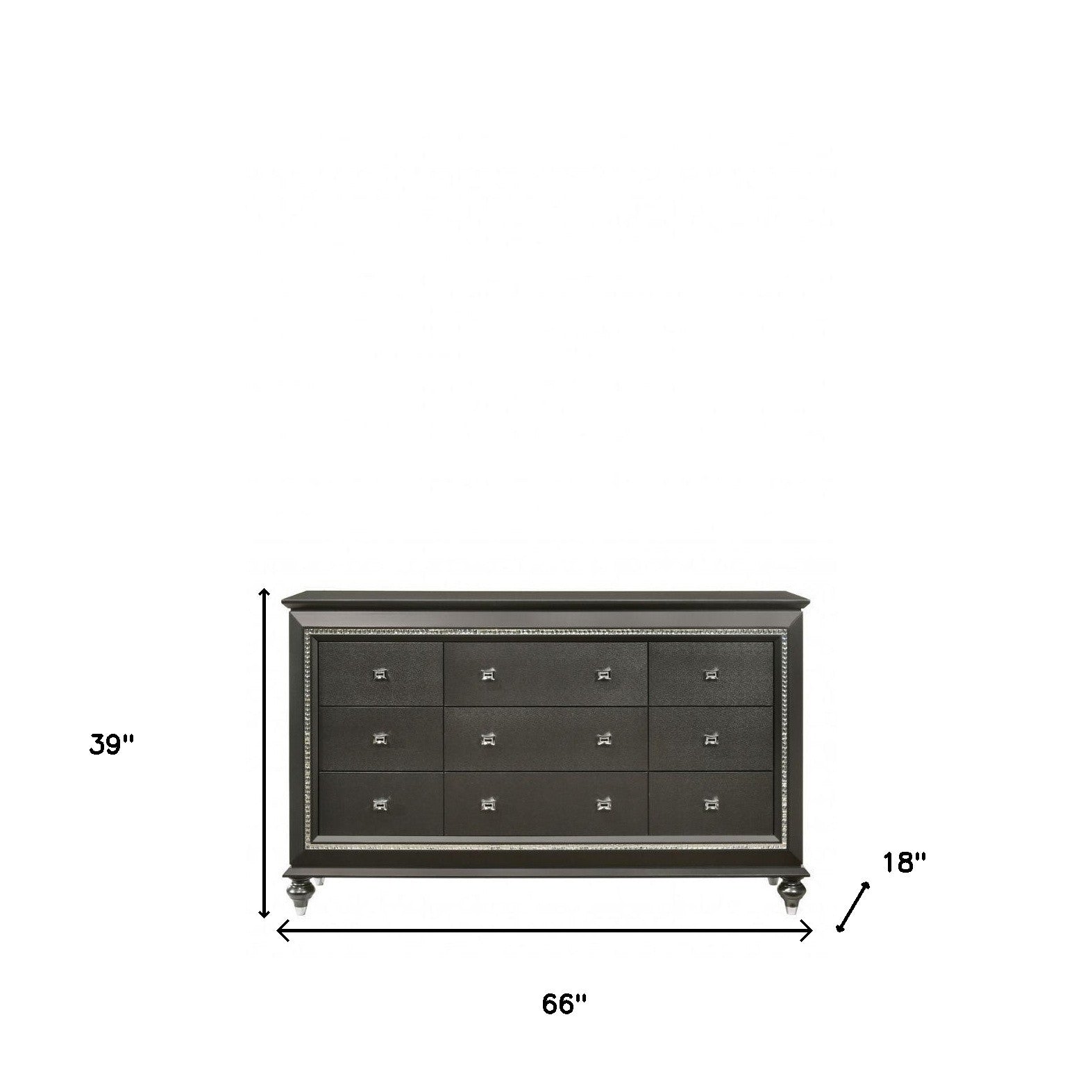 66" Gray Solid and Manufactured Wood Nine Drawer Triple Dresser-4