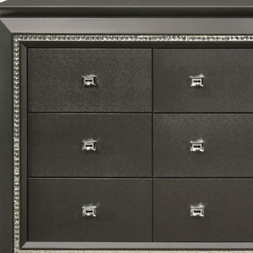 66" Gray Solid and Manufactured Wood Nine Drawer Triple Dresser-2