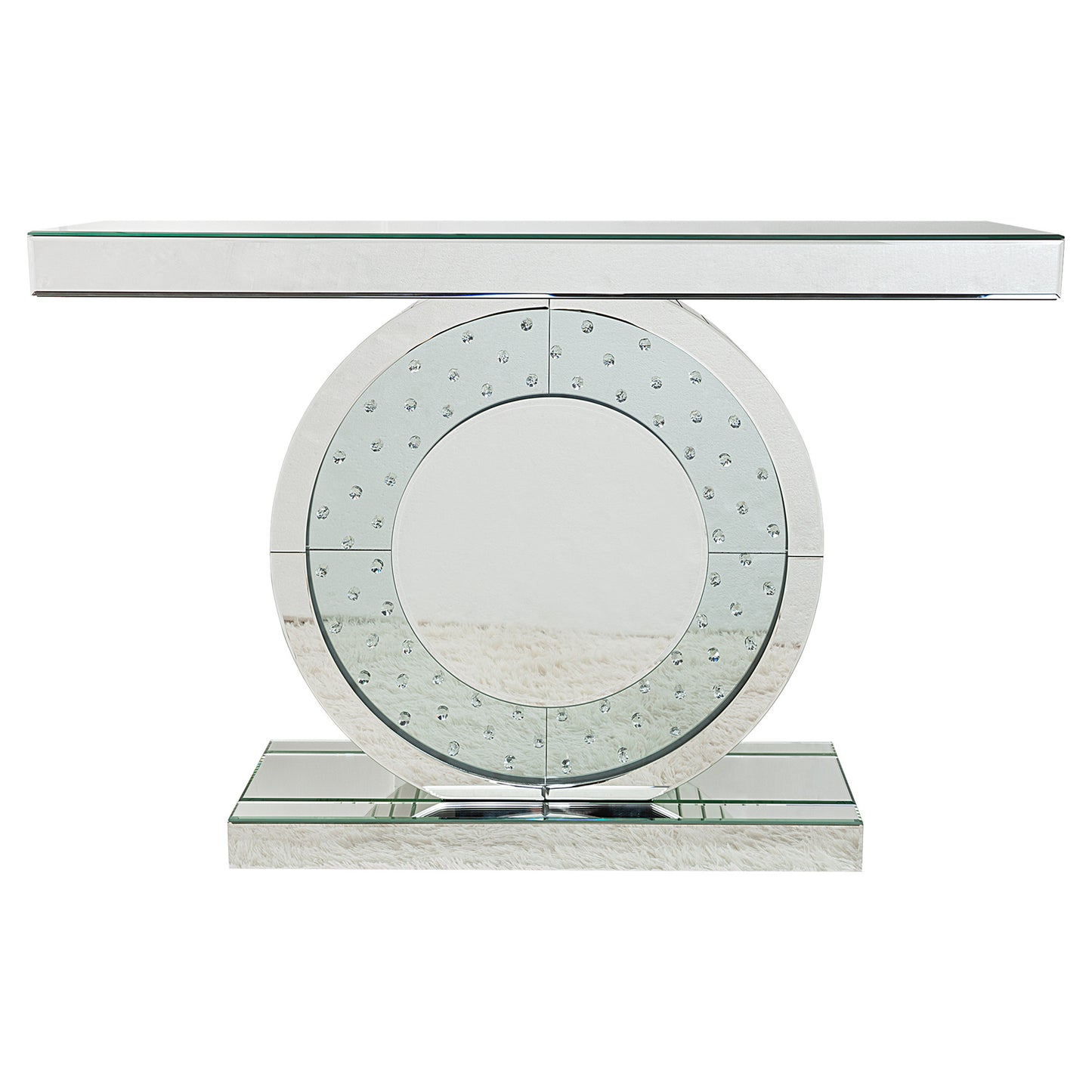 47" Silver Mirrored Glass Pedestal Console Table-1