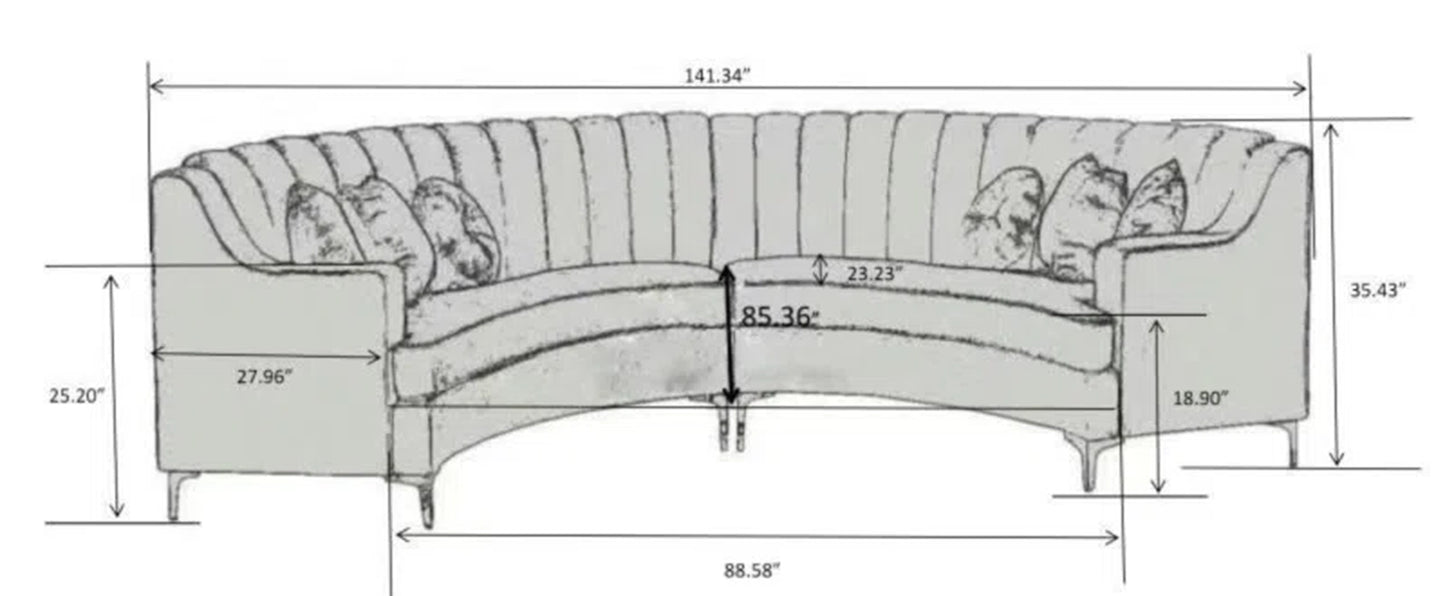 Steubenville 2 - Piece Velvet Sectional