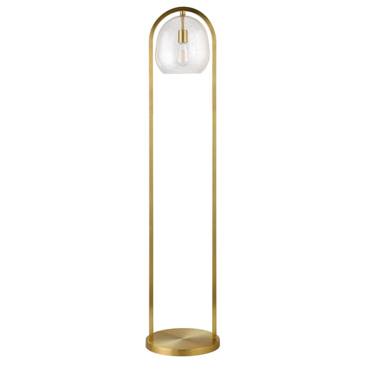 65" Brass Column Floor Lamp With Clear Seeded Glass Globe Shade-0