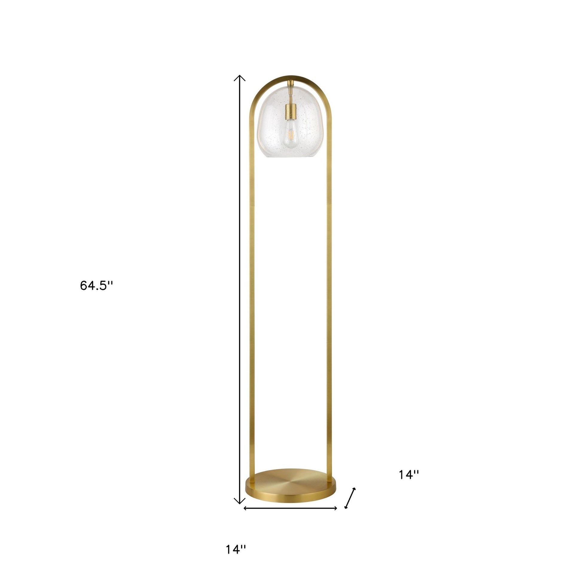 65" Brass Column Floor Lamp With Clear Seeded Glass Globe Shade-6