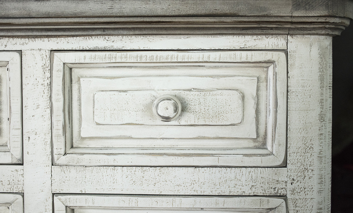 62" Gray and Ivory Solid Wood Nine Drawer Triple Dresser-2