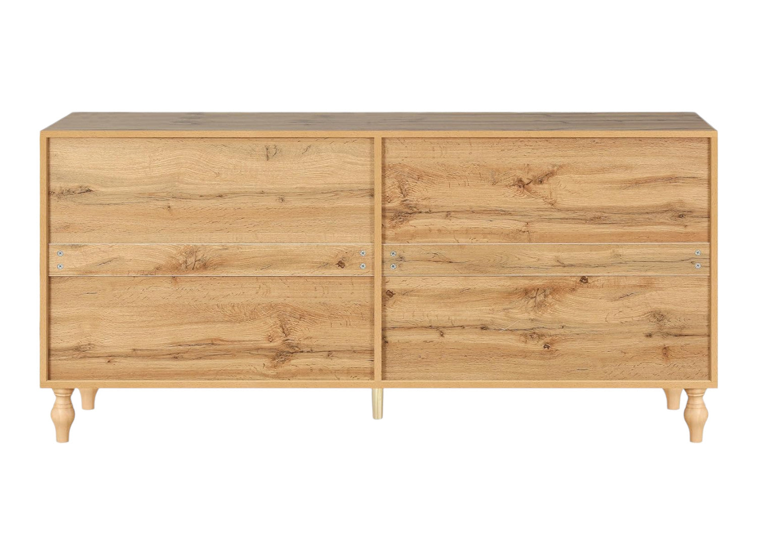 68" Natural Distressed Carved Geometric Sideboard with Four Doors-5