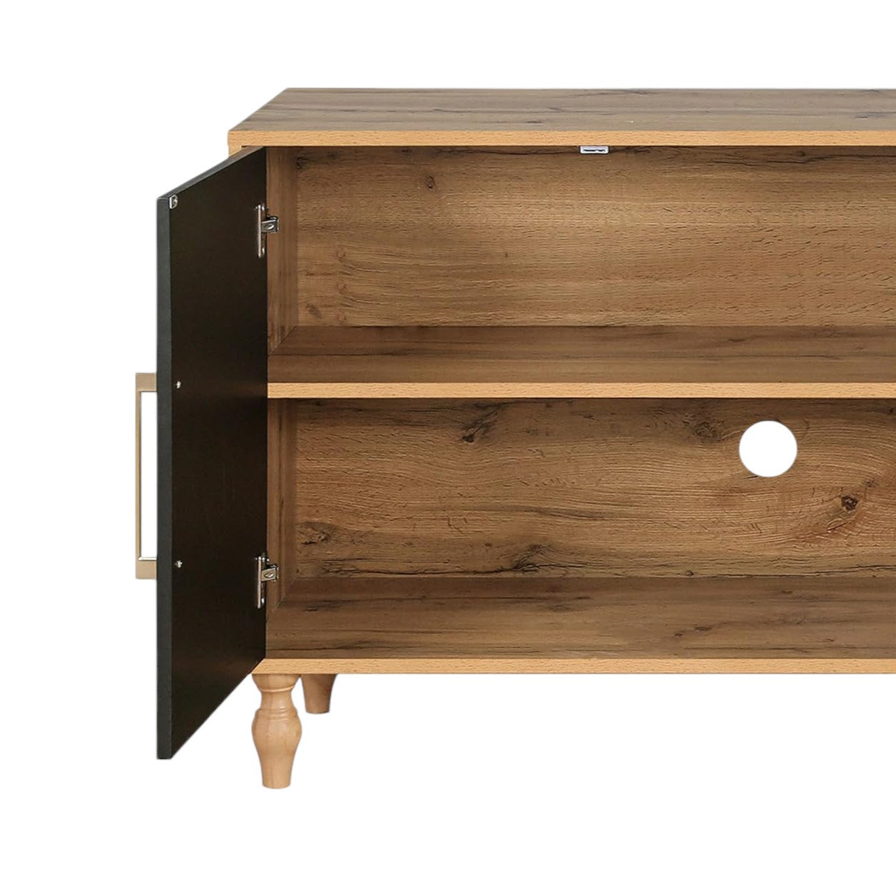 68" Natural Distressed Carved Geometric Sideboard with Four Doors-6