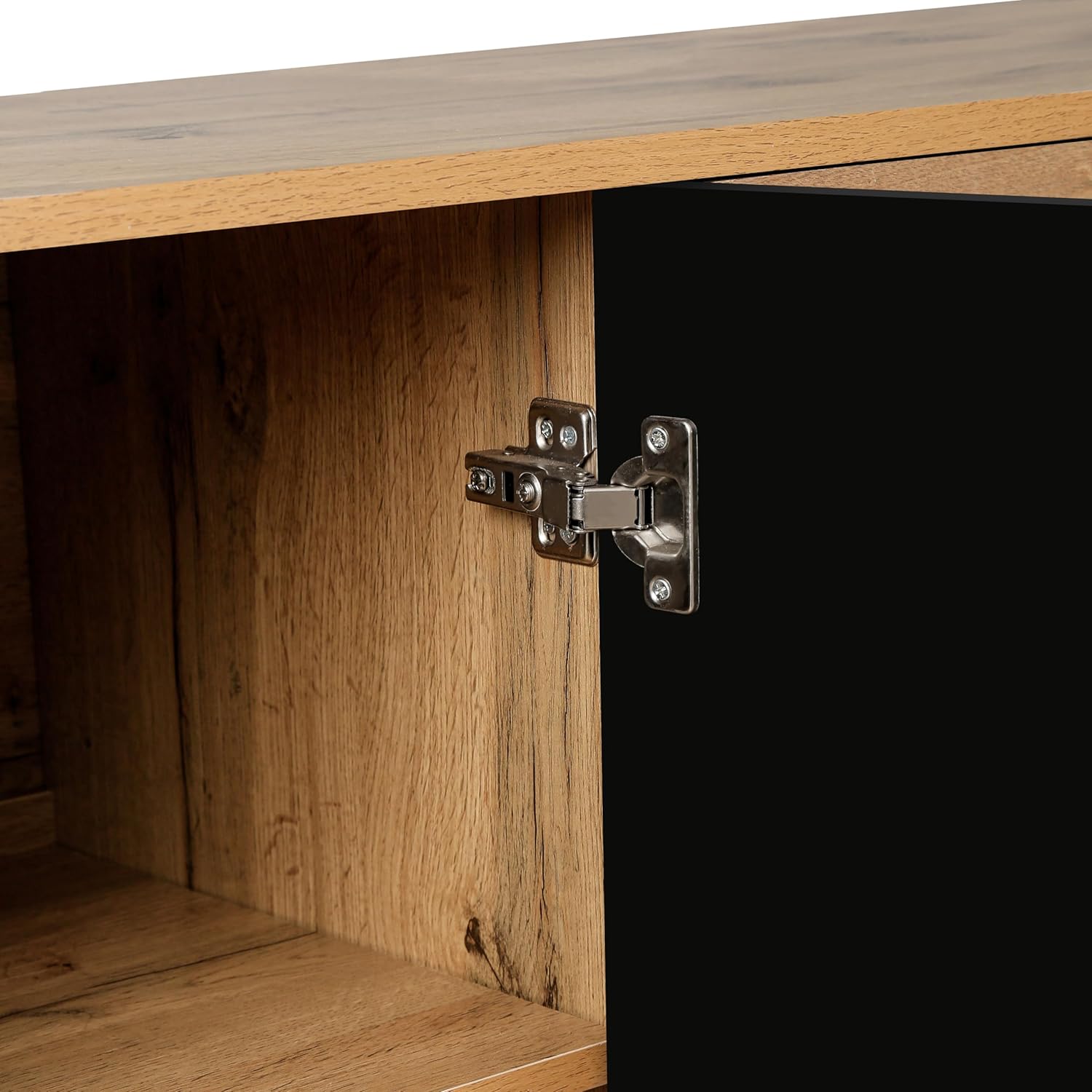 68" Natural Distressed Carved Geometric Sideboard with Four Doors-8