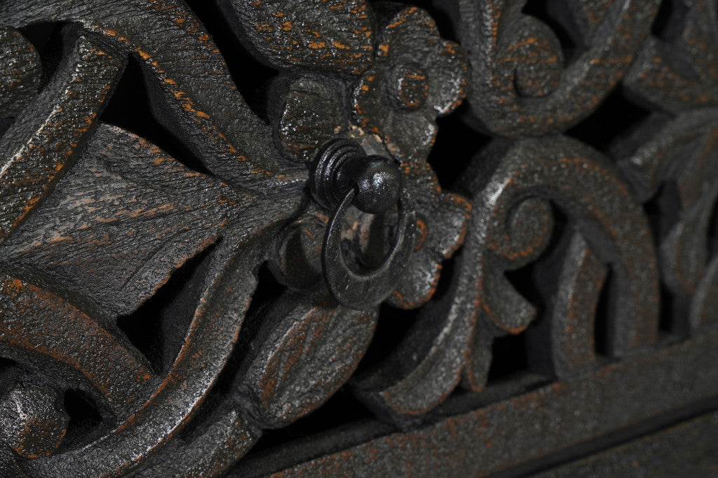 35" Black Carved Floral Solid Wood Six Drawer Dresser-3