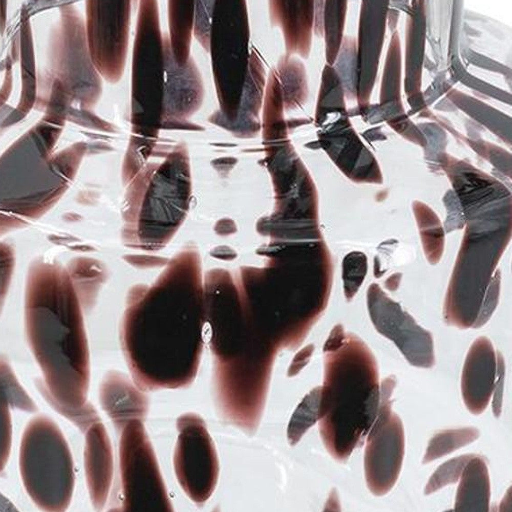 Clear Burgundy and Black Abstract Cylinder Glass Table Vase