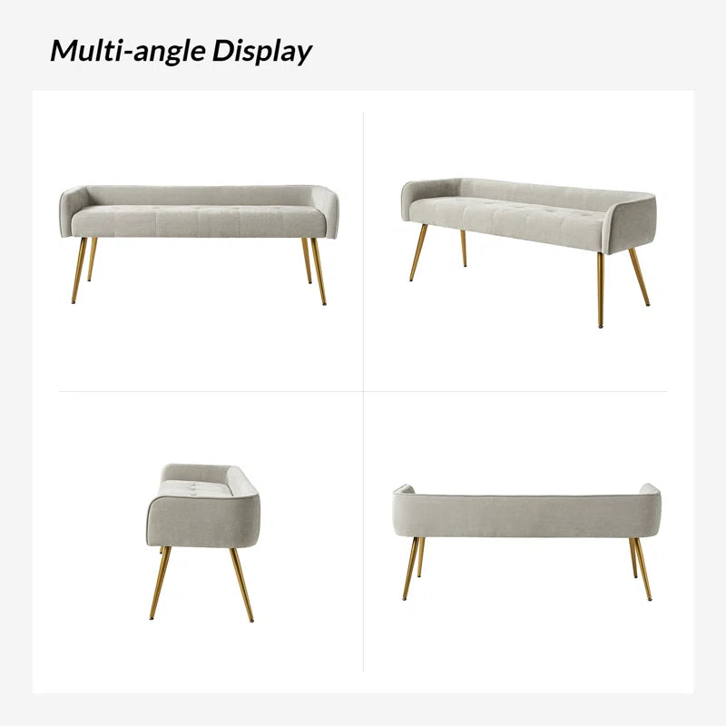 Millbury Polyester Upholstered Bench with Metal Leg