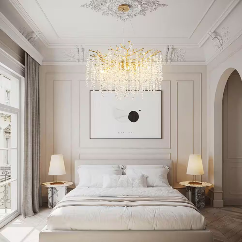 Modern Chandelier 30 In. 10-Lights Luxury Gold Chandelier for Dining Room, Foyer, Living Room,Crystal Chandelier