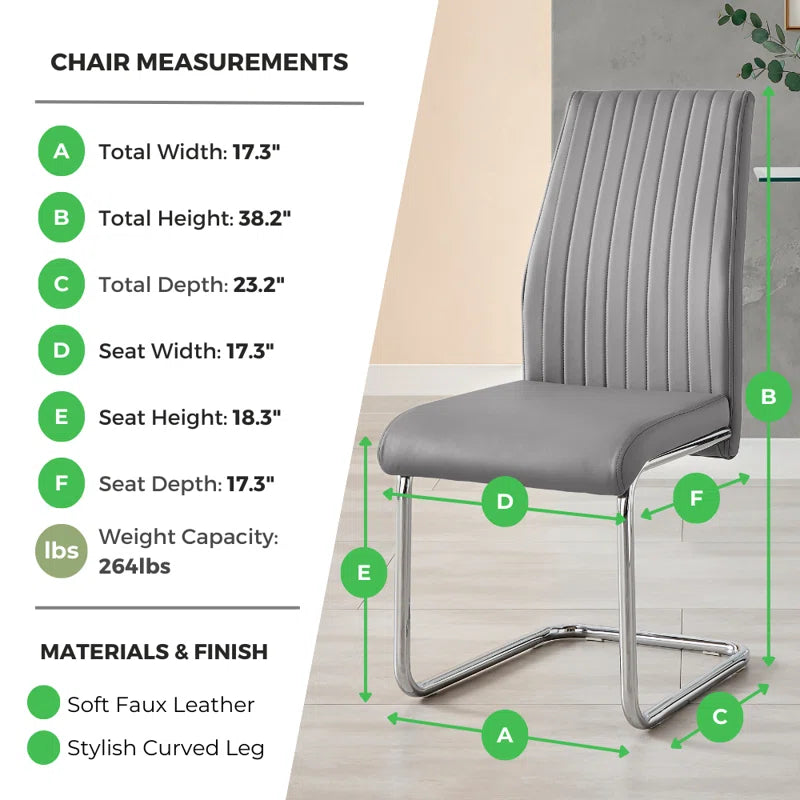 Edzard Chrome & White High Gloss Dining Table Set with 6 Luxury Faux Leather Dining Chairs