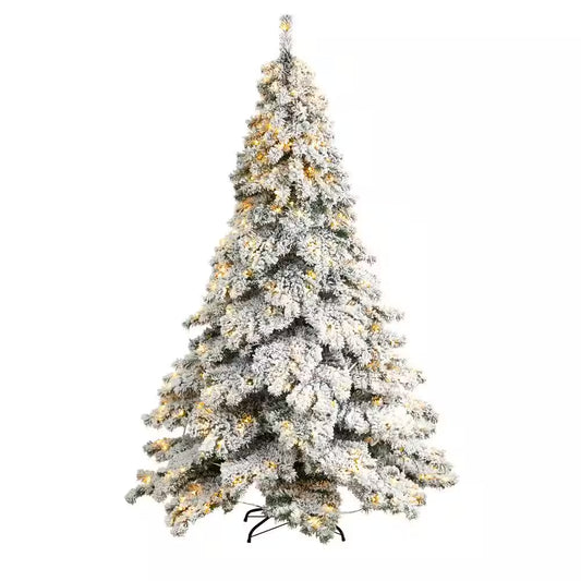 7 Ft. Pre-Lit Flocked Austria Fir Artificial Christmas Tree with 400 Warm White LED Lights and 1063 Bendable Branches
