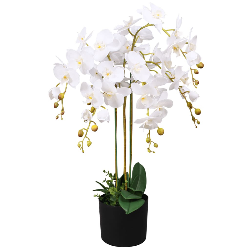 “Tall 29.5” Faux White Orchid in Pot – Artificial Orchid Plant for Modern Office & Home Decor”