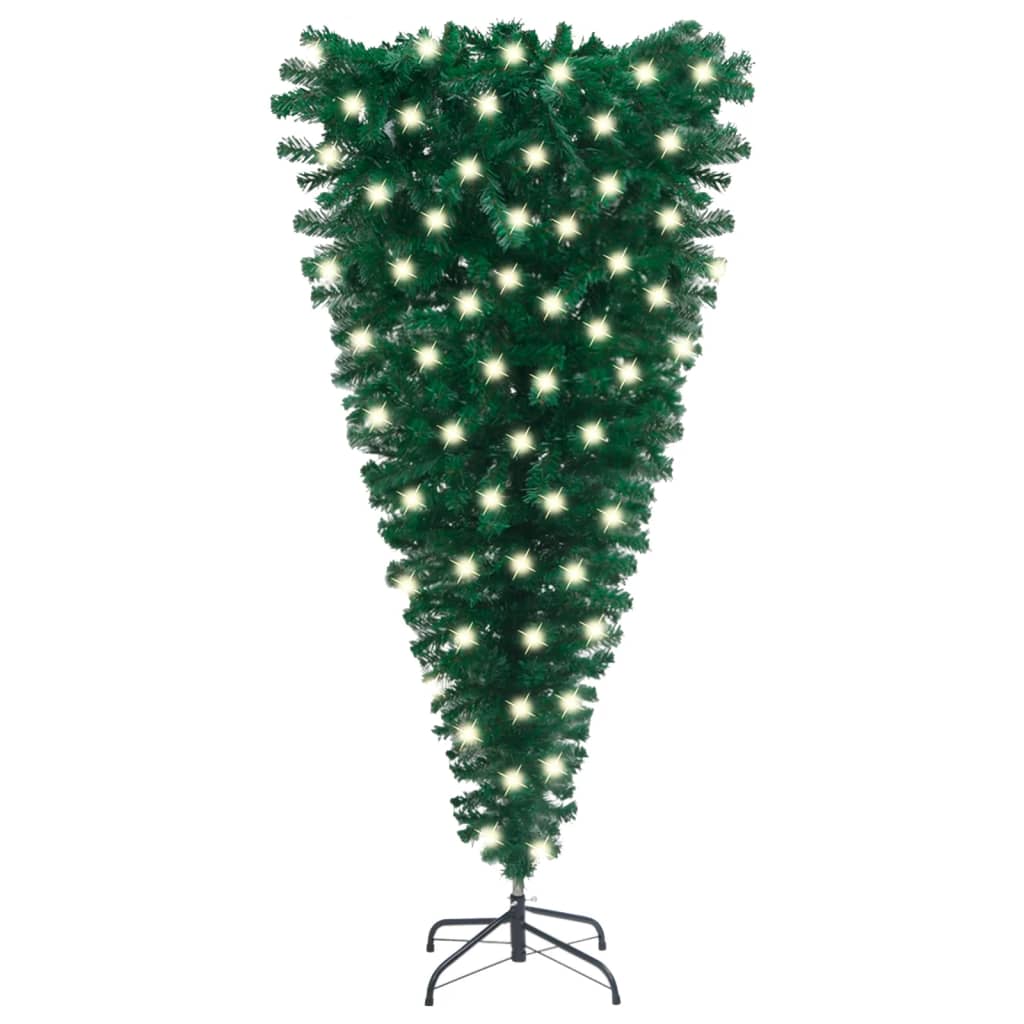 Upside-down Artificial Pre-lit Christmas Tree Party Decoration Green