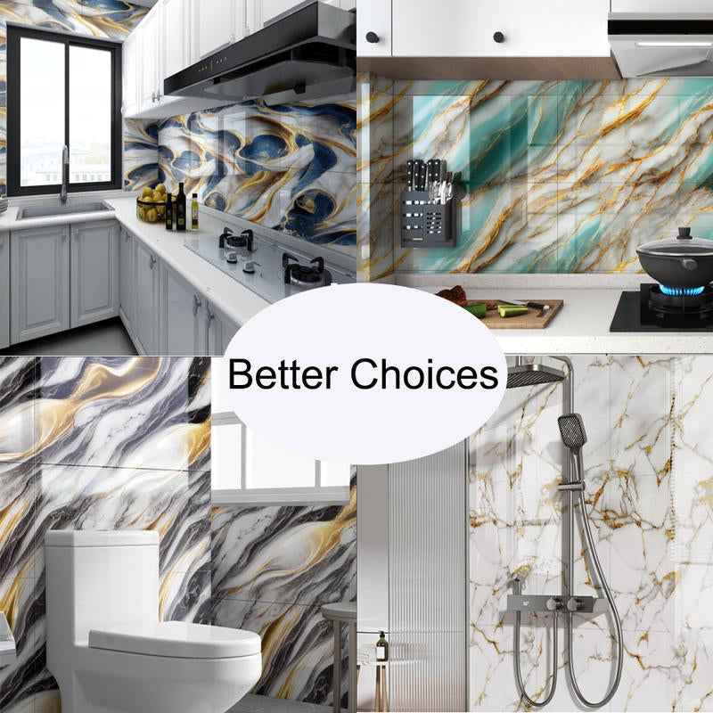 Marble Pattern Wall Sticker, Self Adhesive Wall Paper, Waterproof & Moisture-Proof Wall Sticker, Wall Decor for Home Bathroom Living Room Kitchen Bedroom, Marble Pattern Wallpaper