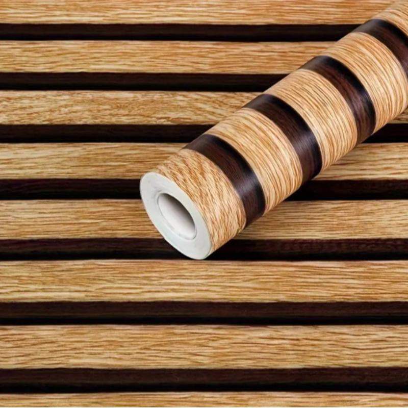 Wood Slat Pattern Wallpaper, 1 Count Self Adhesive Waterproof Wallpaper, Removable Vinyl Wall Decor for Bedroom, Living Room, Kitchen Decor
