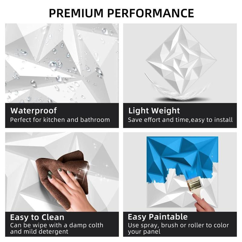 3D Art Wall Panel, Modern Decorative Wall Panel, Waterproof 3D Tiles Decor for Gaming Room Bedroom Living Room Hotel